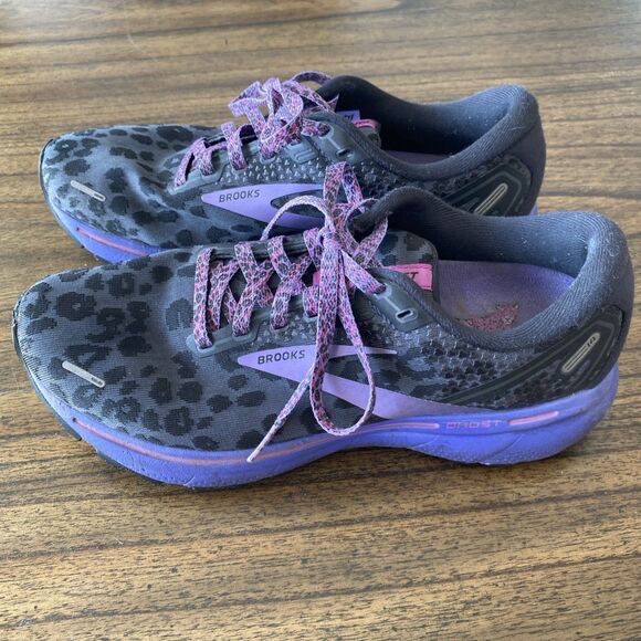 Brooks Ghost 14 Electric Cheetah Run Wild Women's Size 9 - Black Purple - Picture 3 of 7